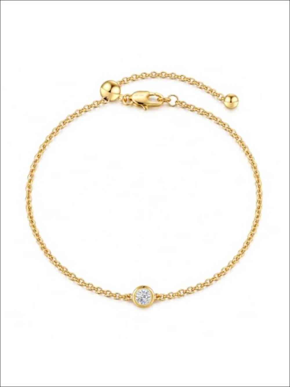 14K Gold Filled Dainty Chain Bracelet with Cubic Zirconia Adjustable